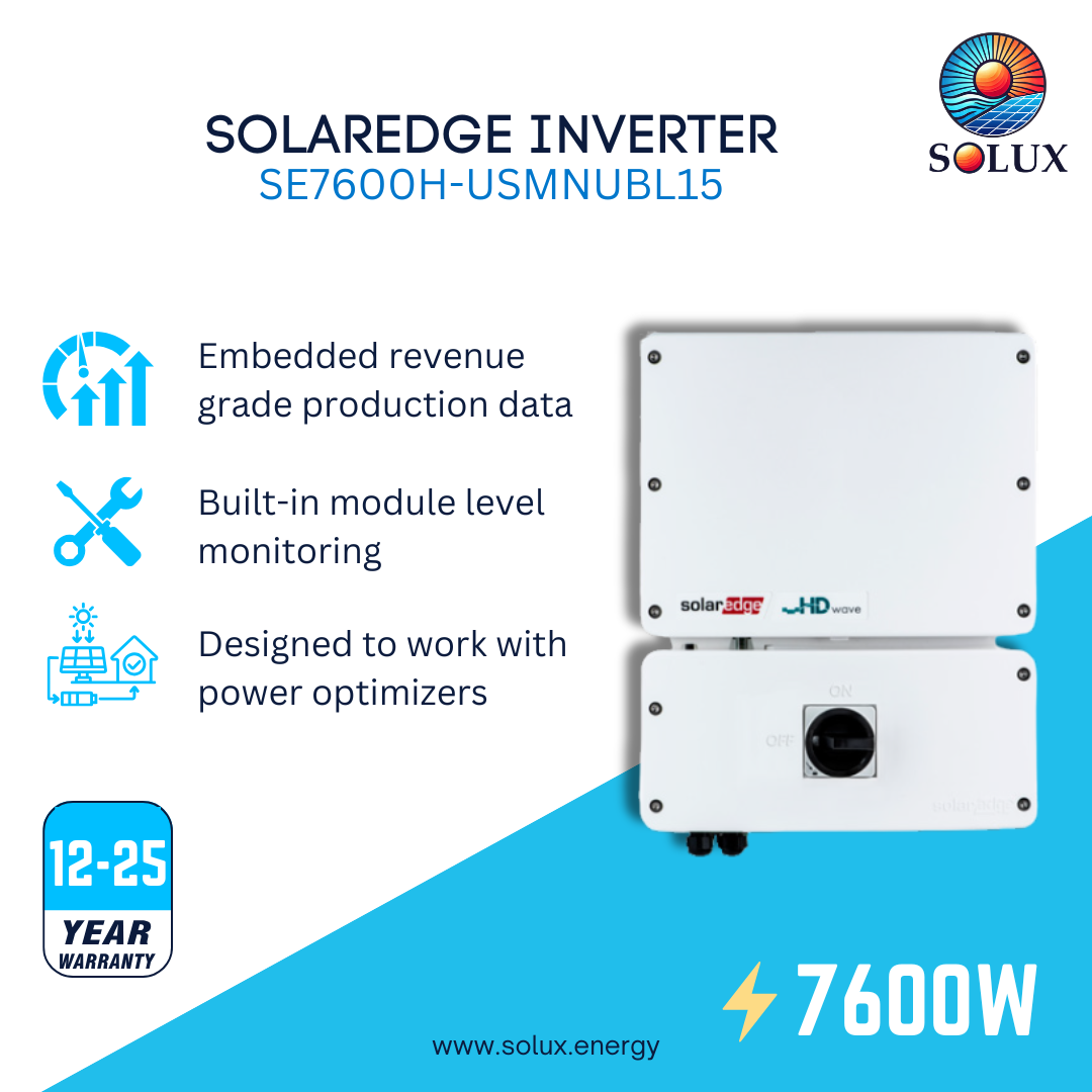 This is graphic image of solaredge 7.6kw energy hub inverter with prism technology